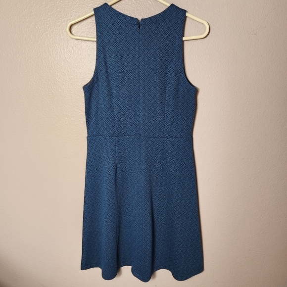 Loft Womens Sleeveless Blue Ponte Knit Patterned Sheath Dress-Size 4 - Picture 3 of 10